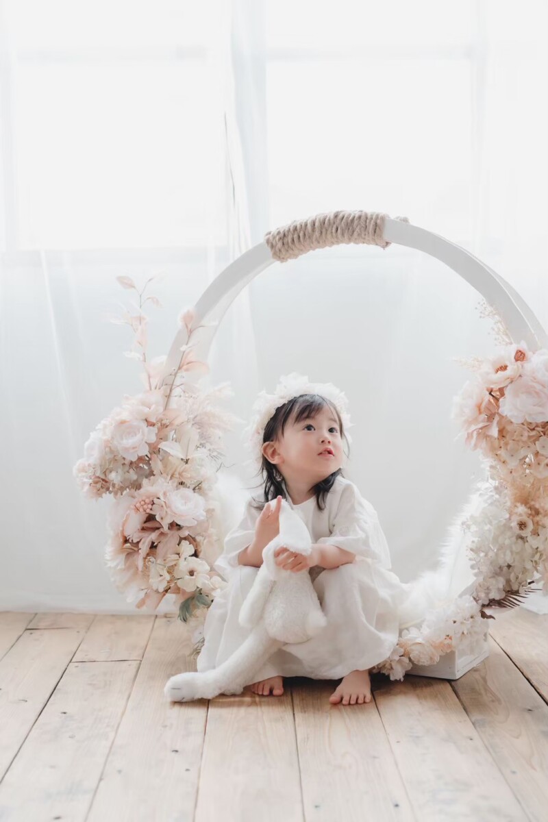 お花のゆりかごで撮影した1歳バースデーフォト