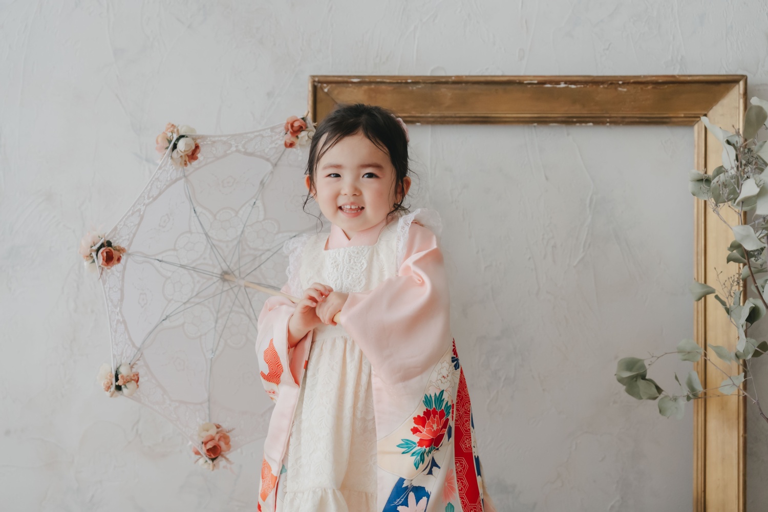 大阪で撮影した着物姿の七五三の女の子